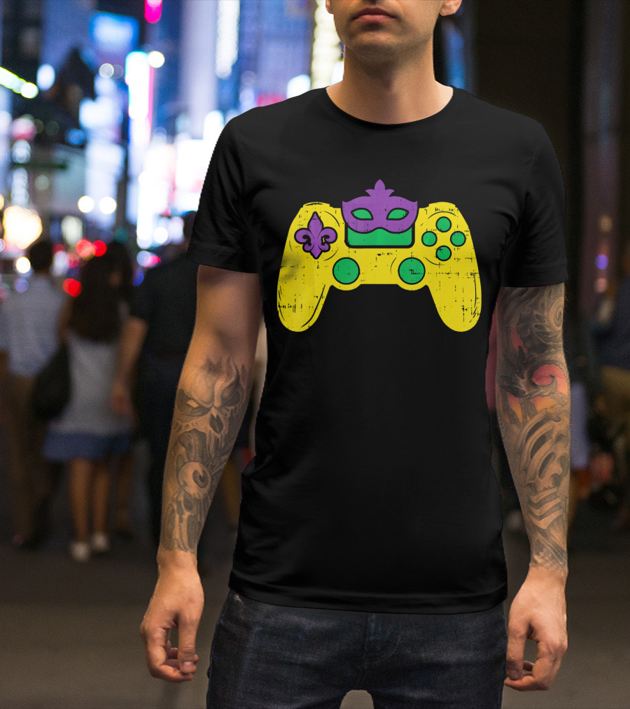 Mardi Gras Video Game Controller Gamer E Sports T-Shirt