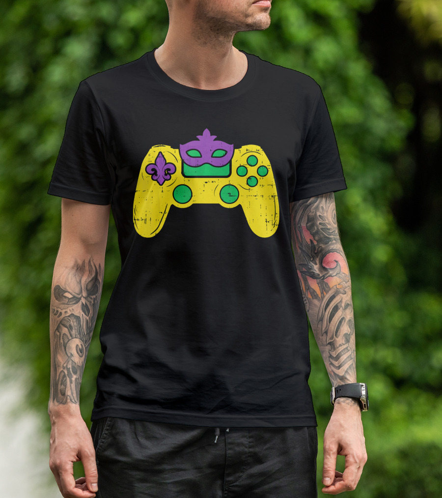 Mardi Gras Video Game Controller Gamer E Sports T-Shirt