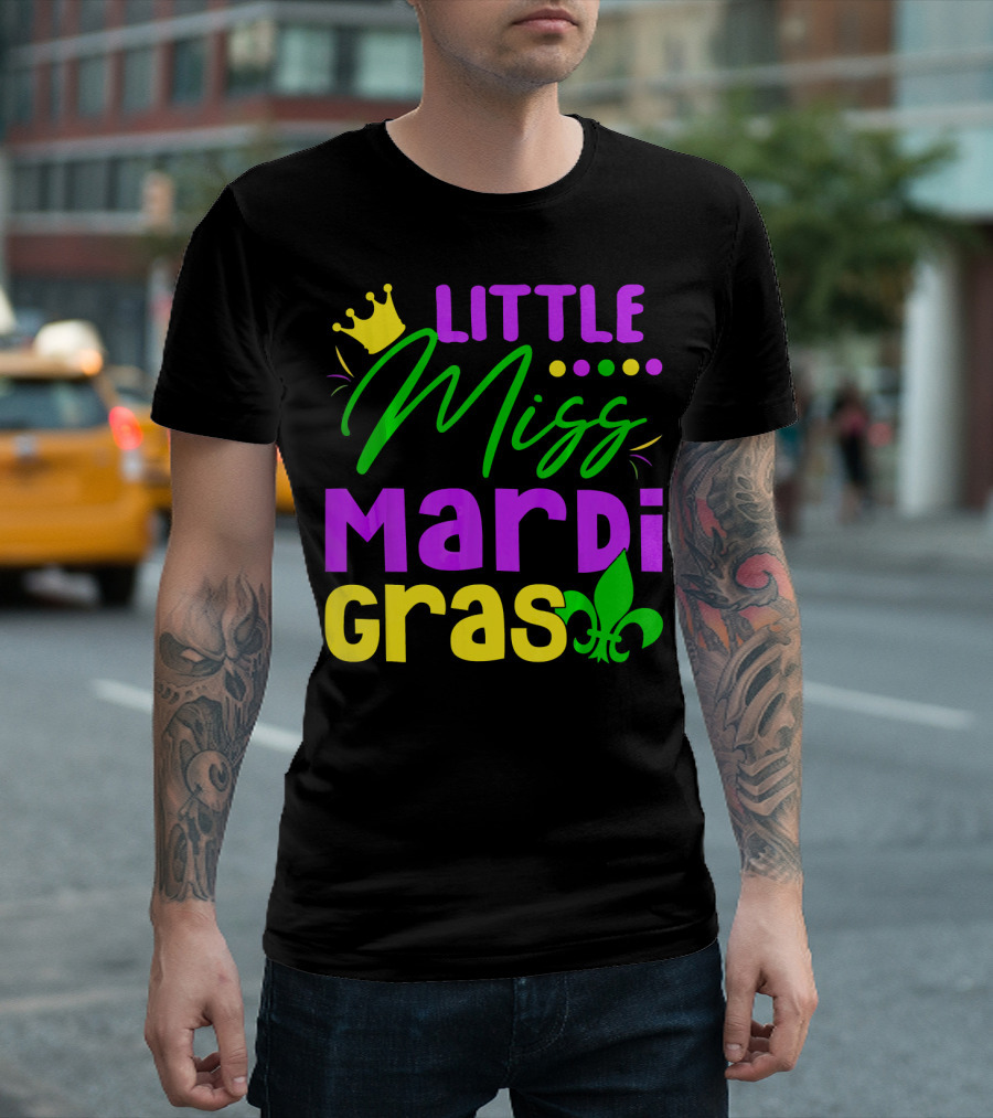 Little Miss Mardi Gras Fleur-de-Lis Crown Carnival T-Shirt