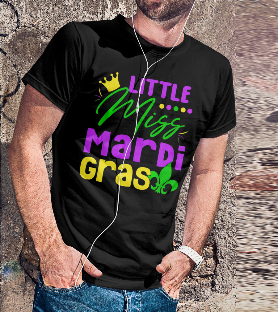 Little Miss Mardi Gras Fleur-de-Lis Crown Carnival T-Shirt