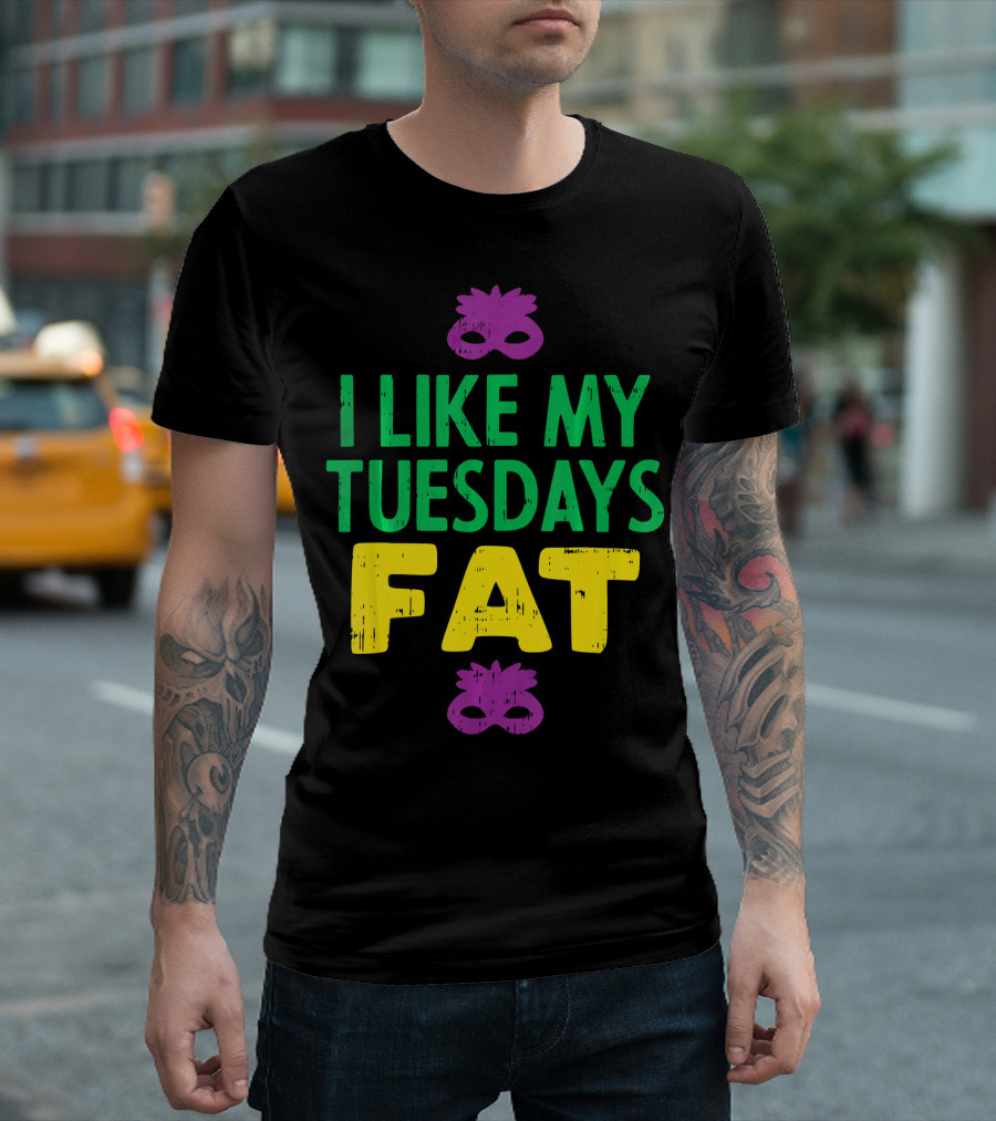 I Like My Tuesdays Fat Mardi Gras Jester Mask T-Shirt
