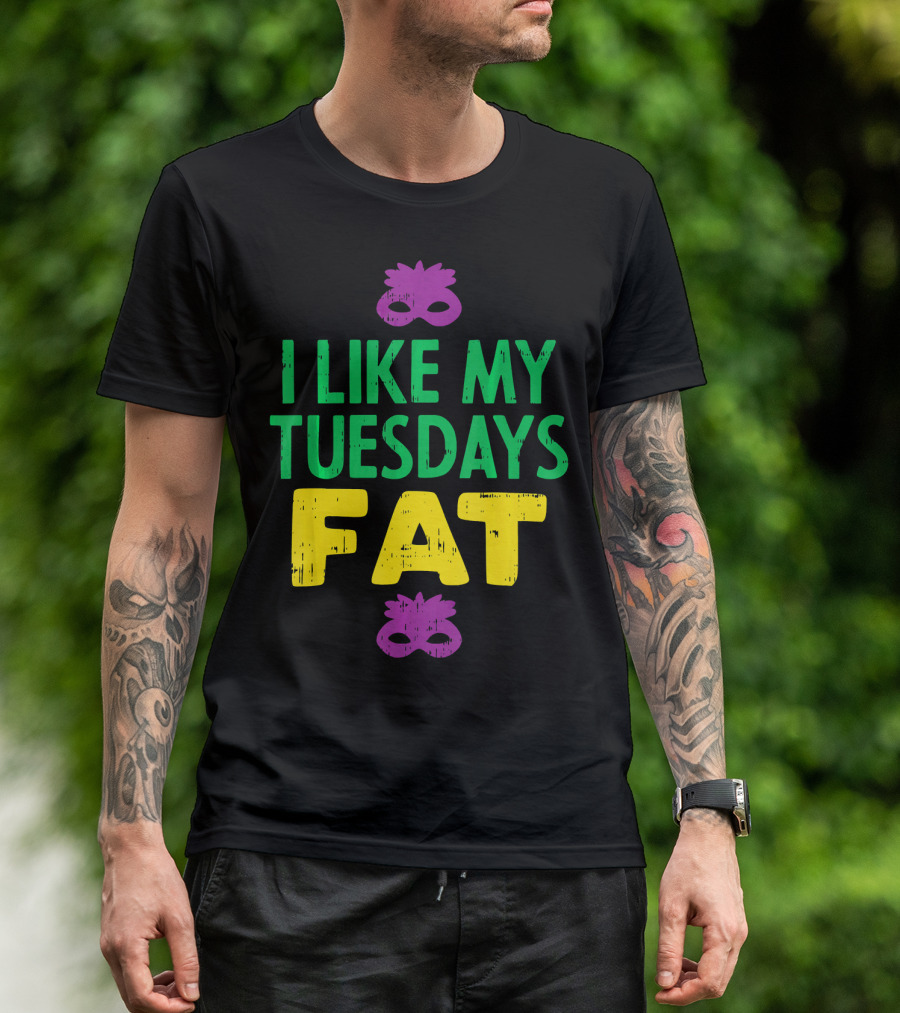I Like My Tuesdays Fat Mardi Gras Jester Mask T-Shirt