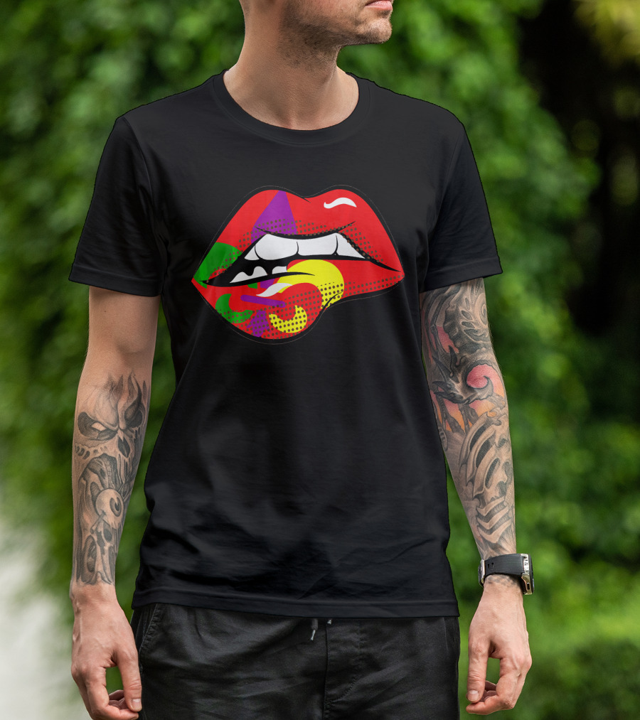 Mardi Gras Fleur De Lis Lips Party Pop T-Shirt