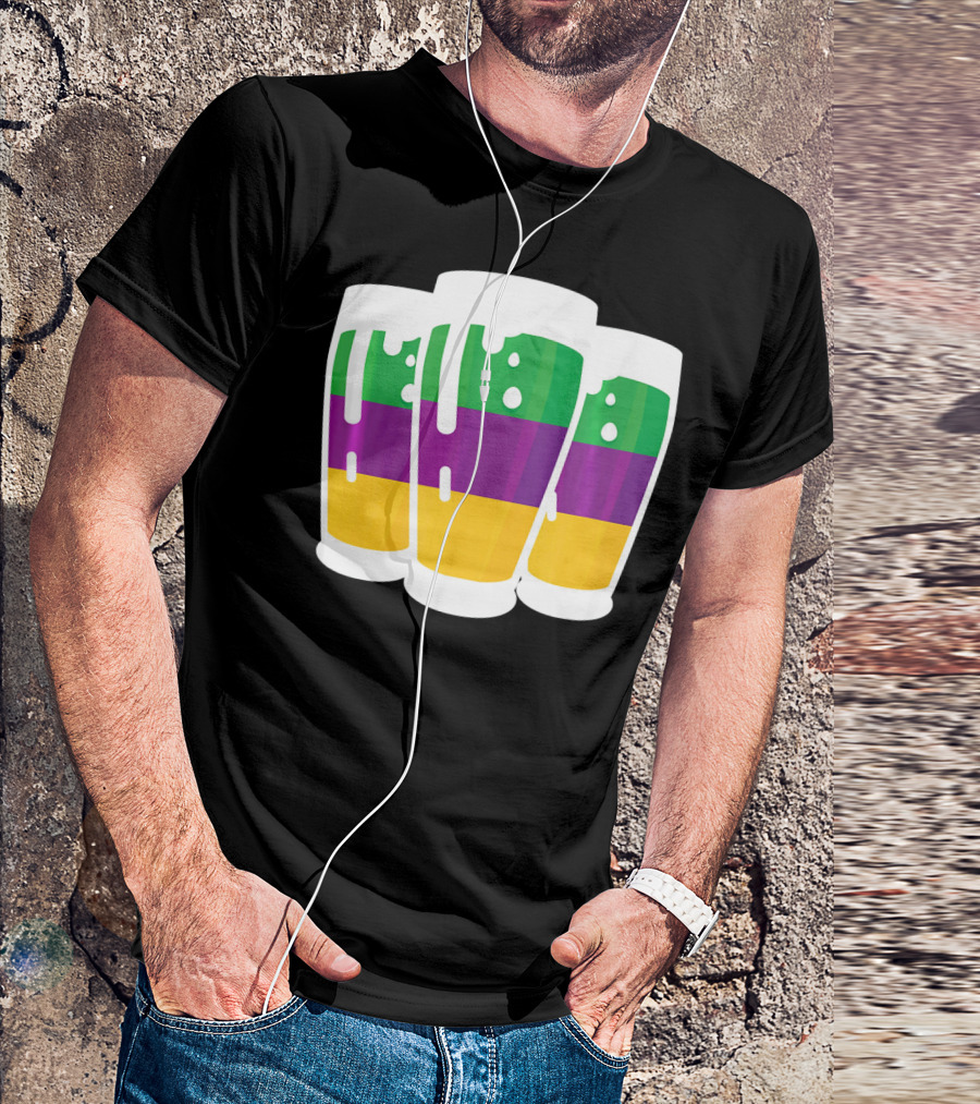 Mardi Gras Beer Funny Mardi Gras Party Carnival Colors T-Shirt