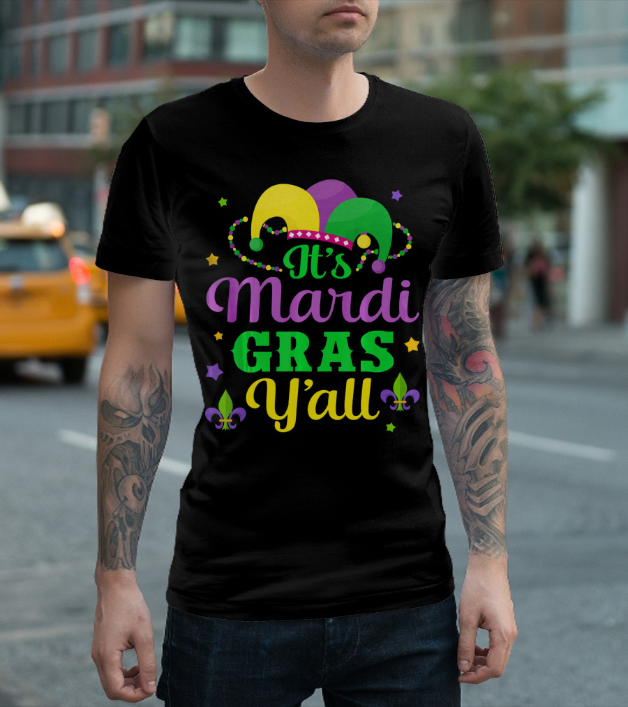 It's Mardi Gras Y'all Jester Hat Fleur-de-lis Stars T-Shirt