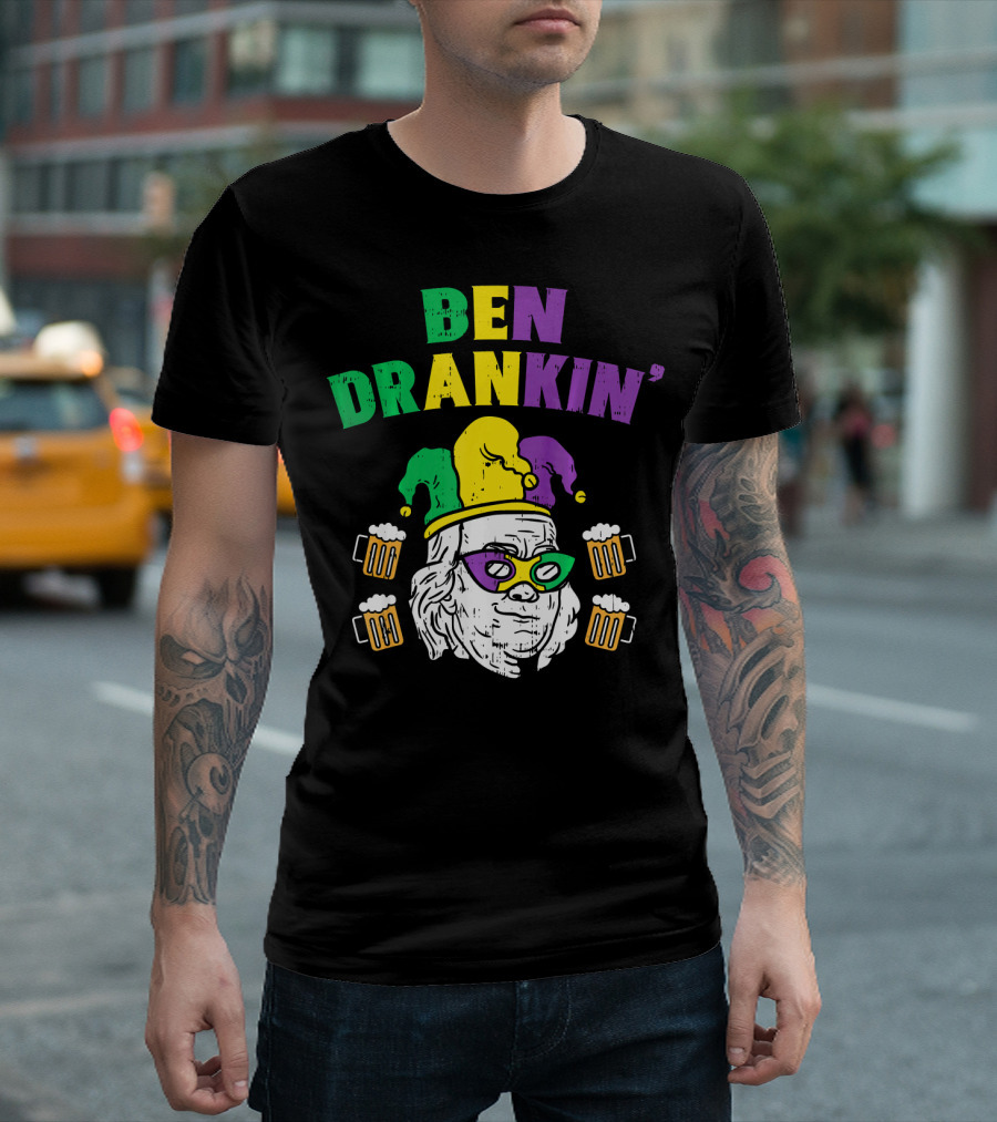 Ben Drankin' Franklin Jester Mask Beer Mugs T-Shirt