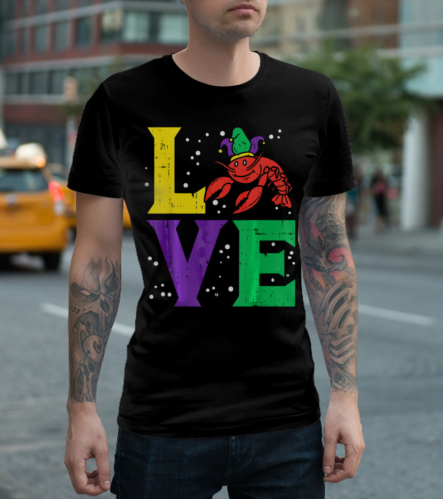 Love Crawfish Jester Hat Mardi Gras T-Shirt