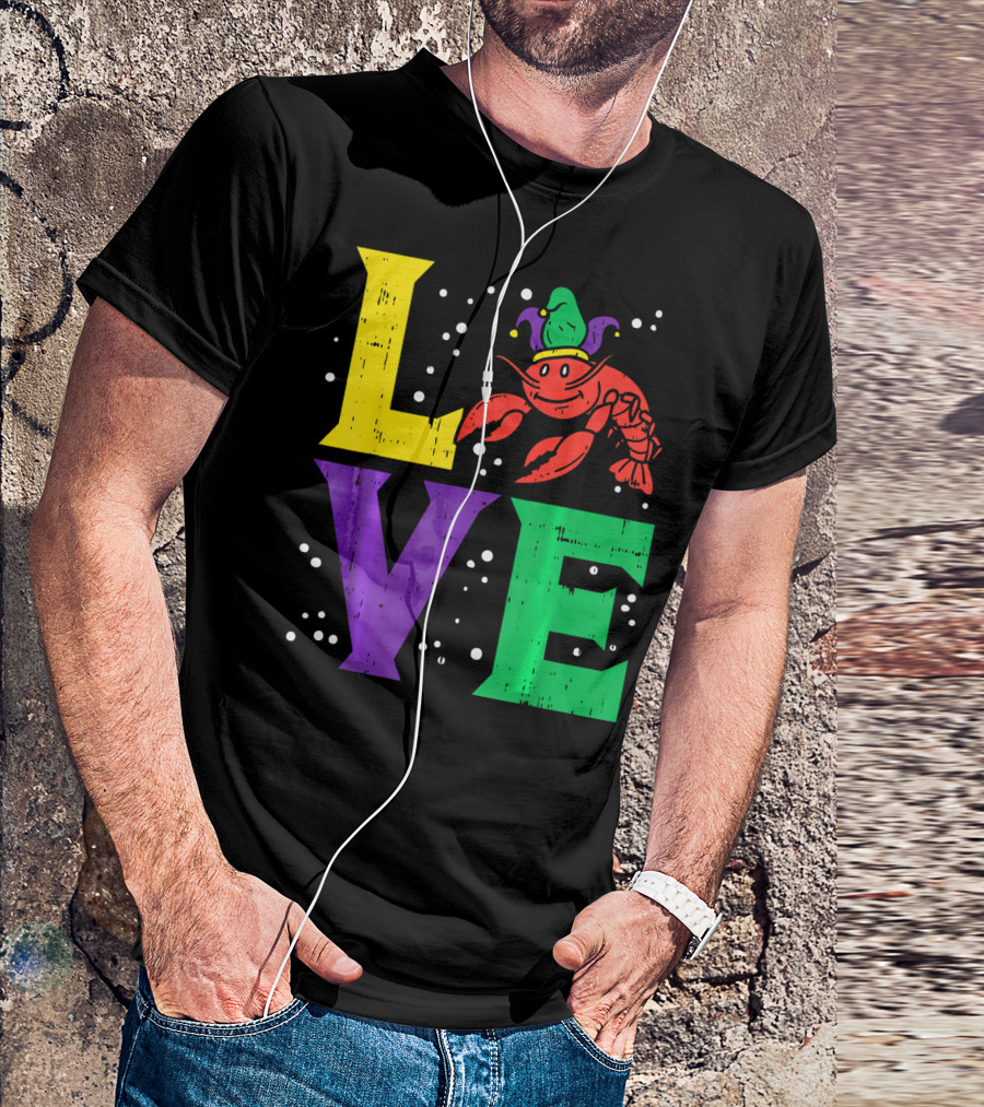 Love Crawfish Jester Hat Mardi Gras T-Shirt