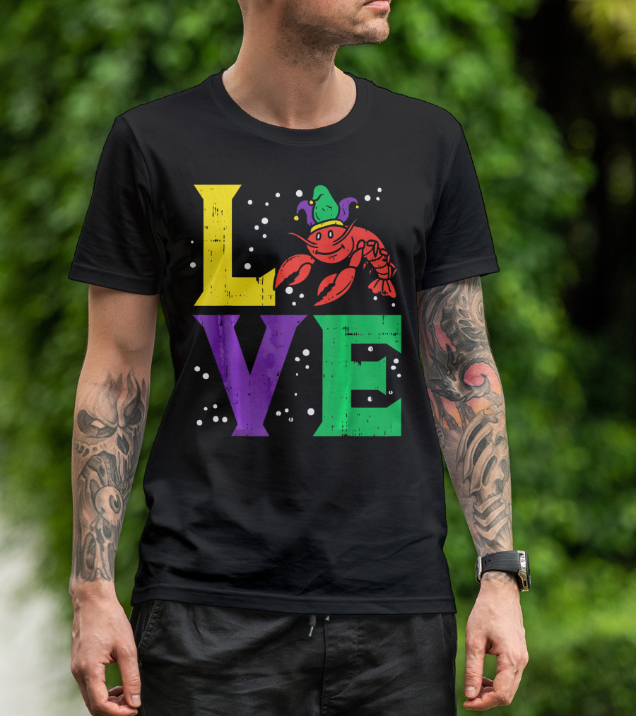 Love Crawfish Jester Hat Mardi Gras T-Shirt