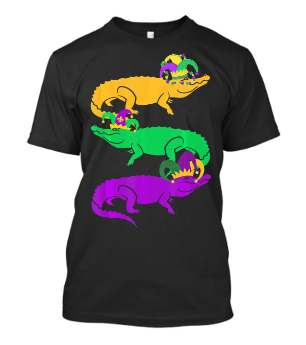 Cute Three Alligator Jesters Mardi Gras Beads T-Shirt