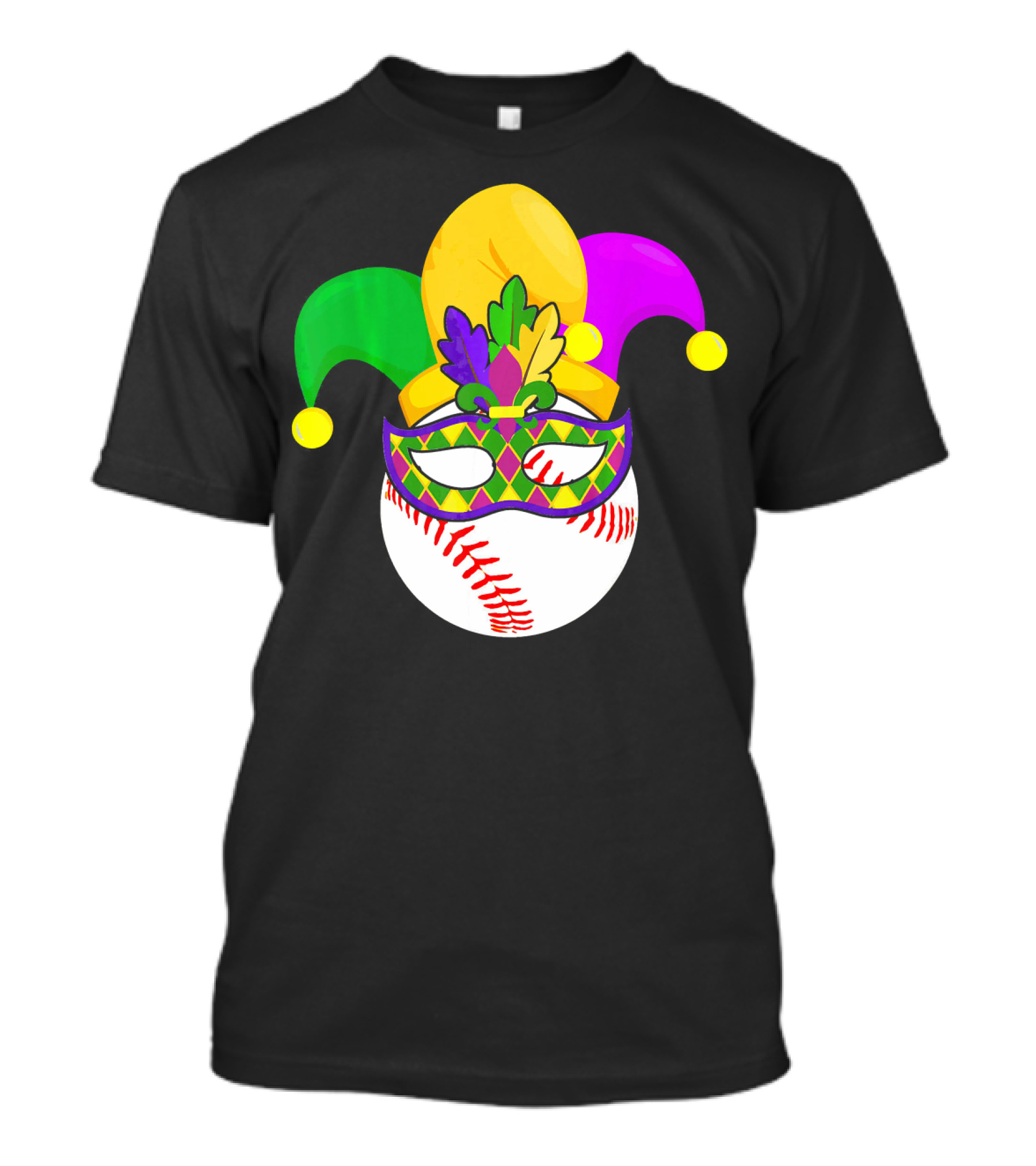 Baseball Carnival Jester Hat Mardi Gras Mask T-Shirt