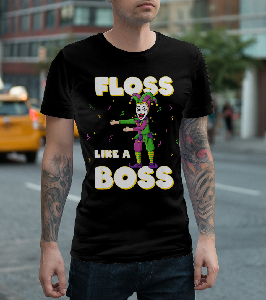 Floss Like A Boss Mardi Gras Joker Floss Jester Festive Dance T-Shirt