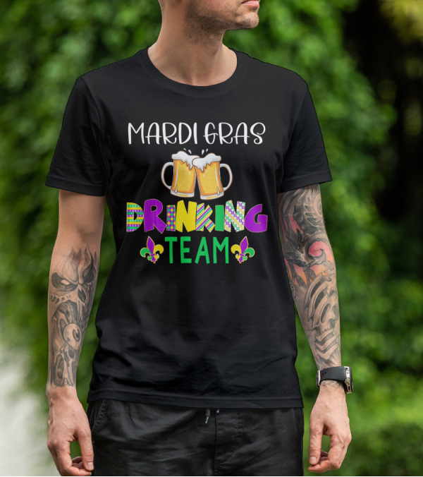Mardi Gras Drinking Team Beer Whiskey Festival T-Shirt