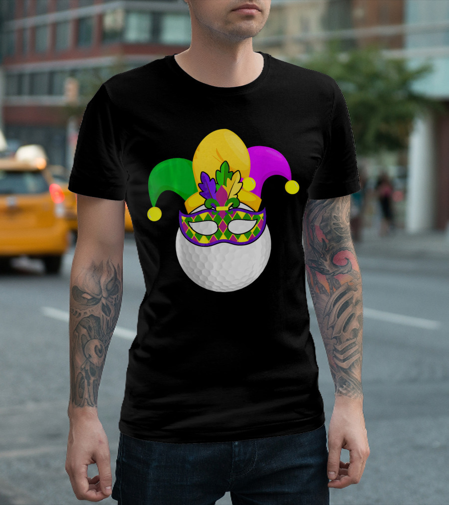 Golf Ball Mardi Gras Jester Hat Carnival Mask T-Shirt