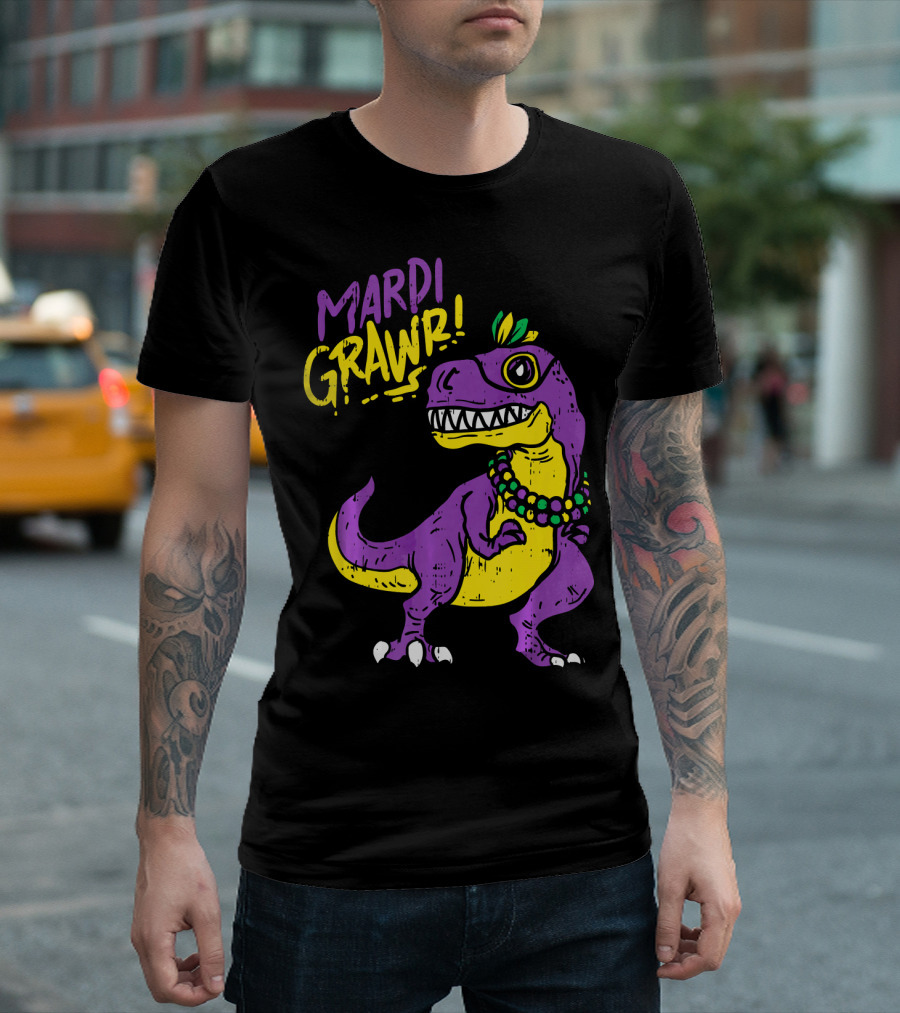 Mardi Grawr Rex Dinosaur Dino Mardi Grawr T-Shirt