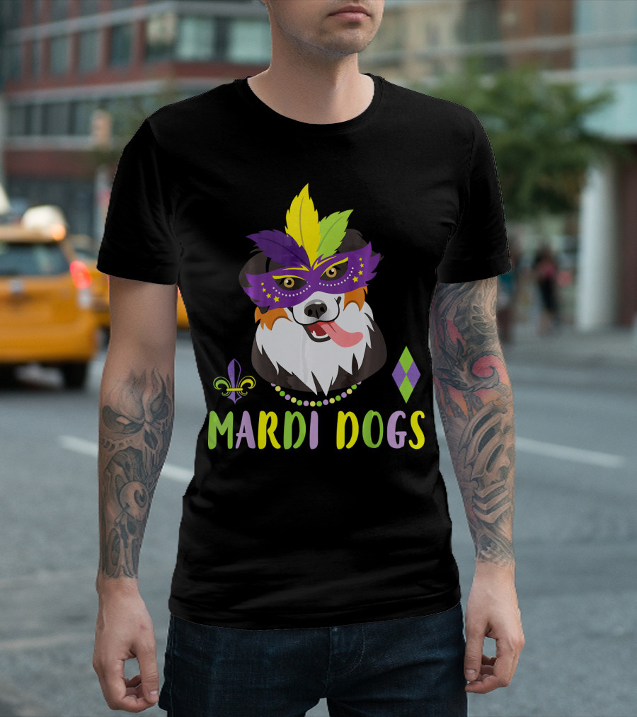 Boder Collie Mardi Gras Mardi Dogs Costume Dance Be T-Shirt