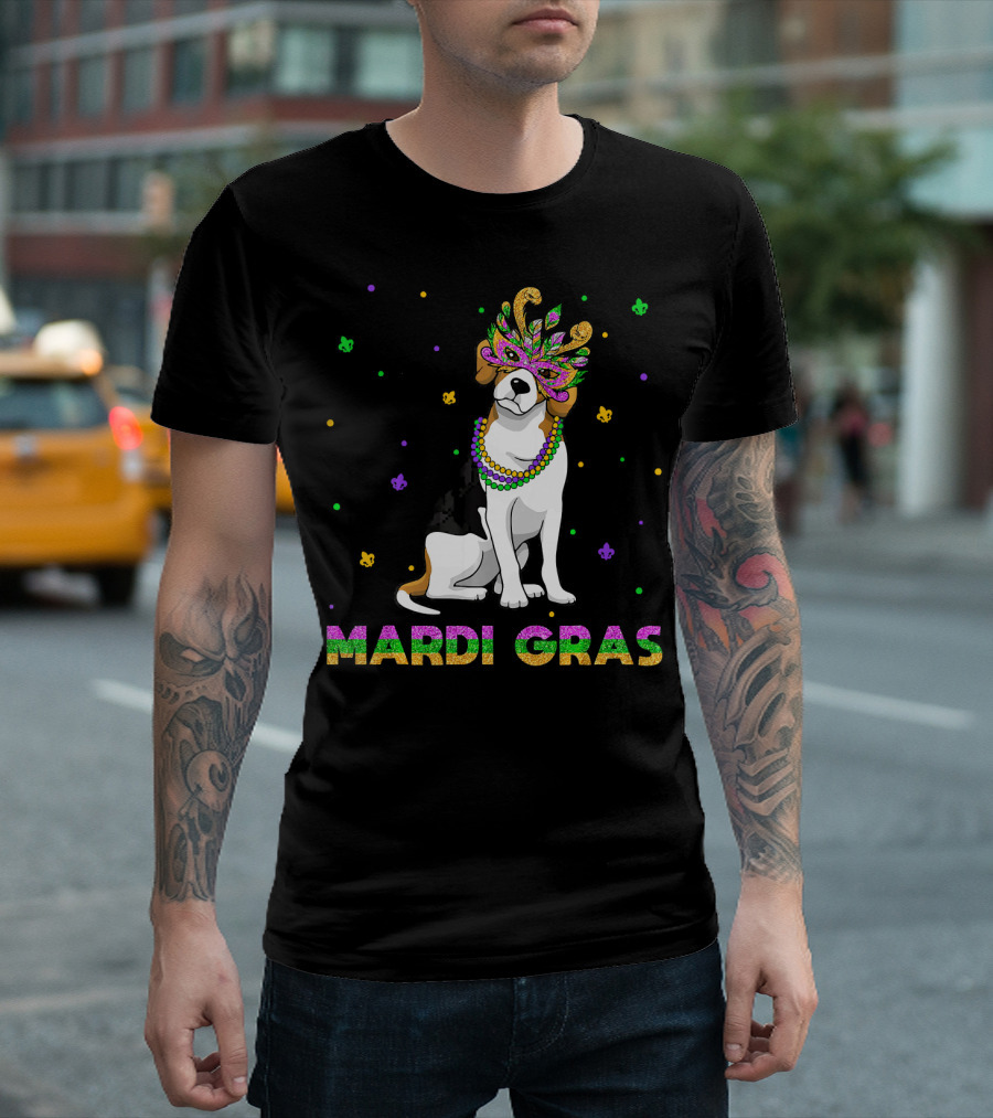 Jack Russell Terrier Mardi Gras Mask Beads Fun T-Shirt