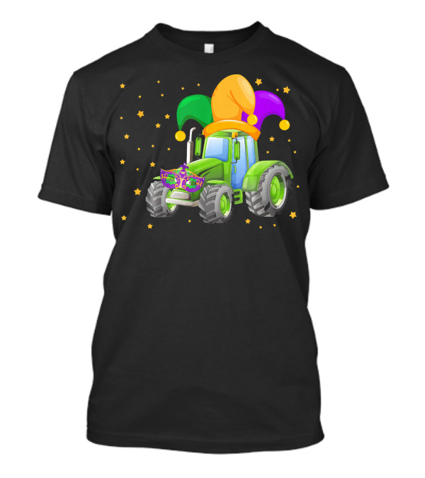 Mardi Gras Tractor With Jester Hat And Mask T-Shirt