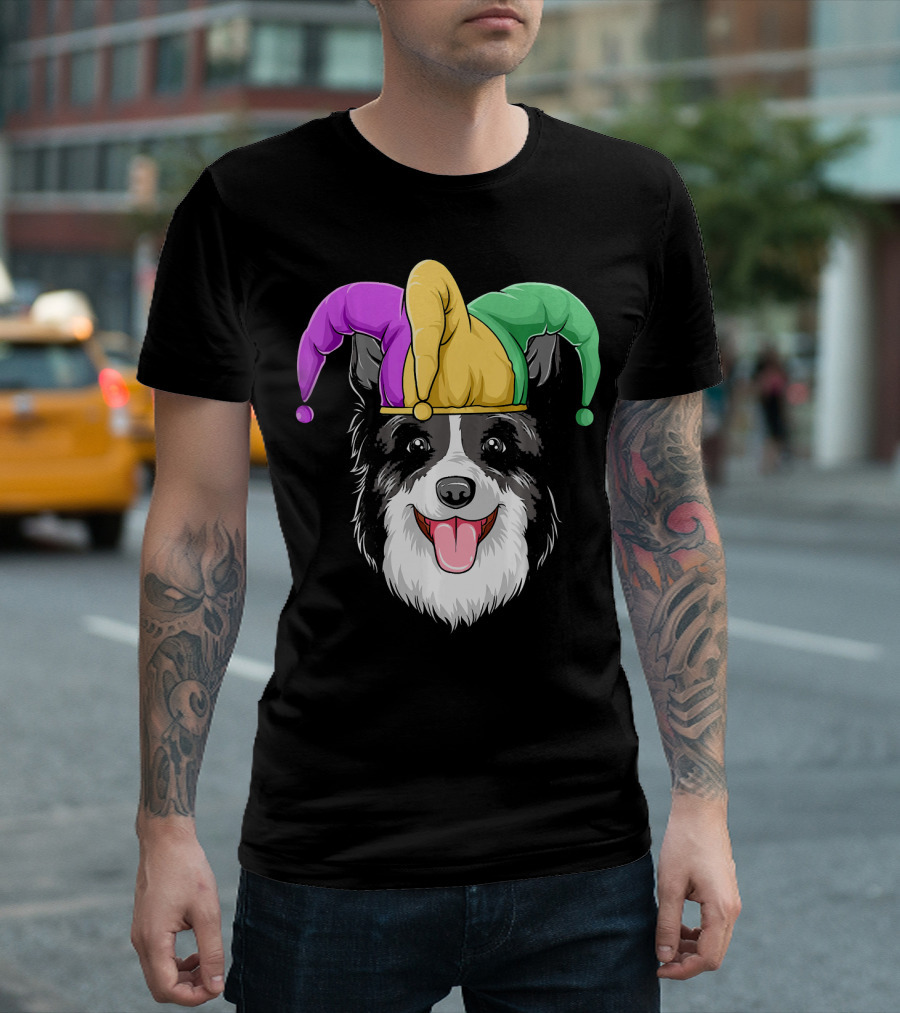 Mardi Gras Jester Hat Collie Carnival T-Shirt