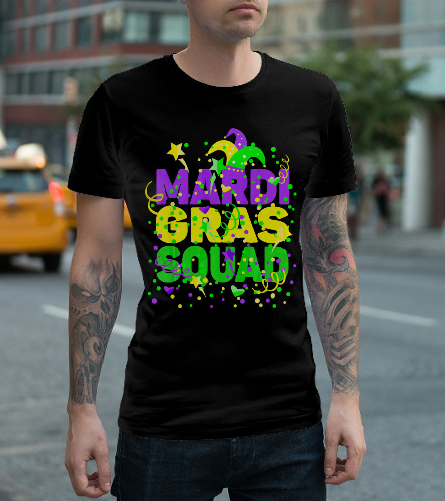 Mardi Gras Squad Stars And Celebration Elements T-Shirt