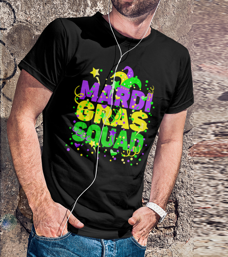 Mardi Gras Squad Stars And Celebration Elements T-Shirt