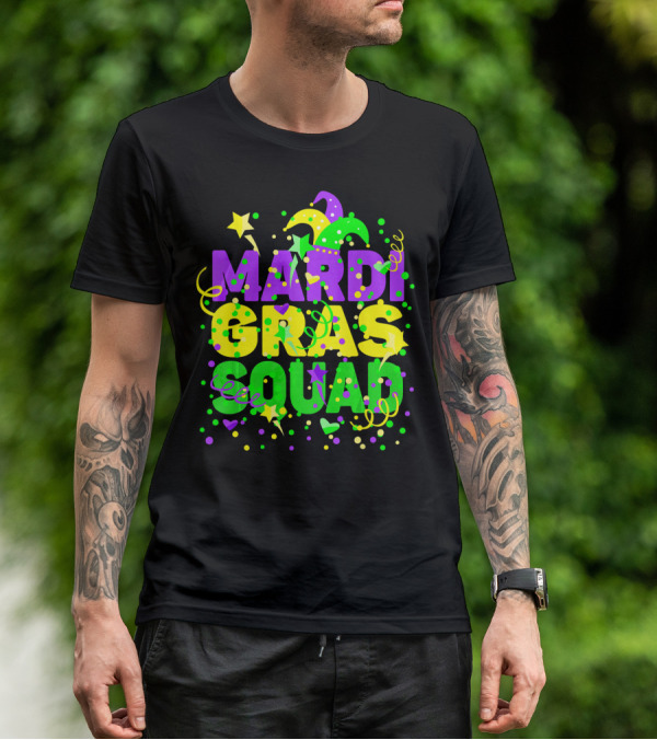 Mardi Gras Squad Stars And Celebration Elements T-Shirt