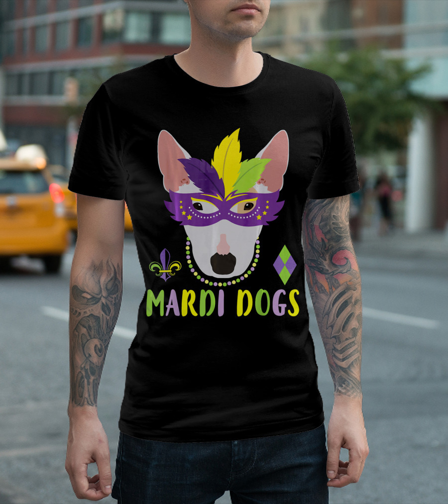 Bull Terrier Mardi Gras Costume Mardi Dogs T-Shirt