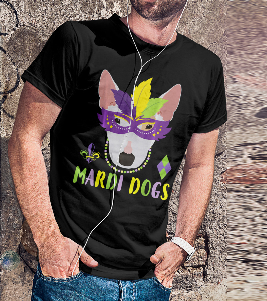 Bull Terrier Mardi Gras Costume Mardi Dogs T-Shirt