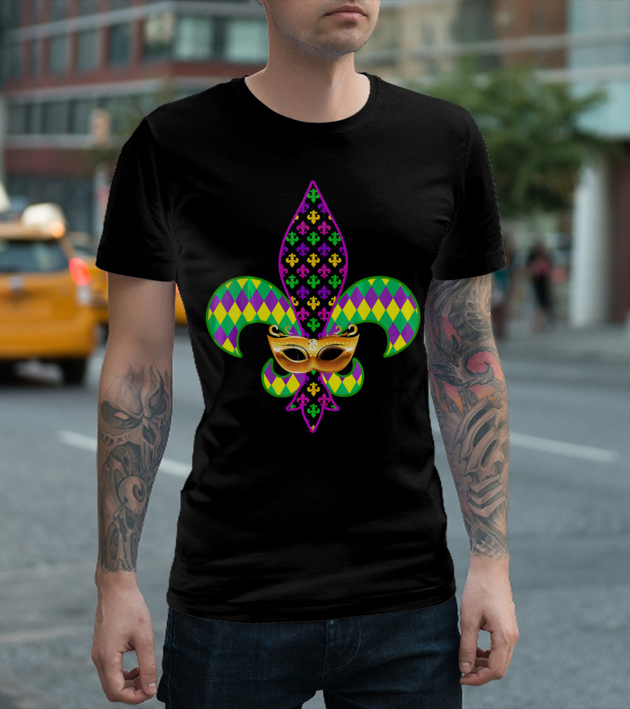 Fleur De Lis Mardi Gras Mask New Orleans T-Shirt