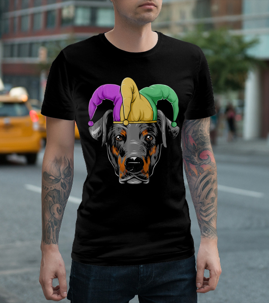 Mardi Gras Doberman Jester Hat Carnival Doberma T-Shirt