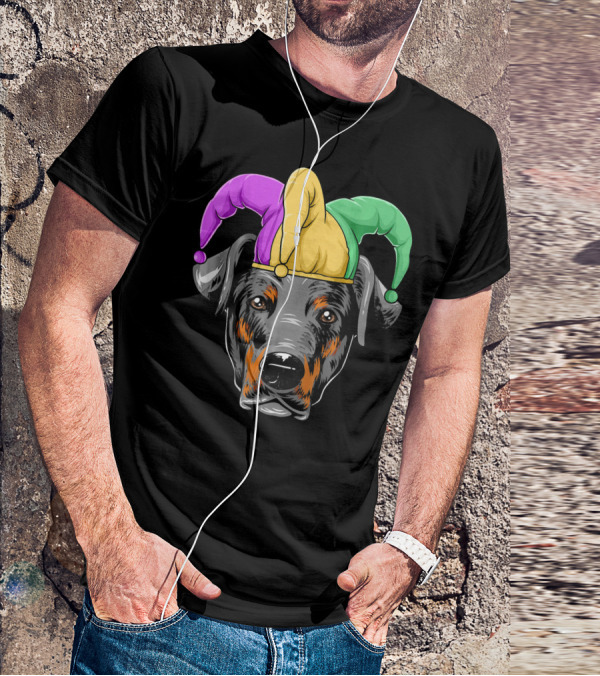 Mardi Gras Doberman Jester Hat Carnival Doberma T-Shirt