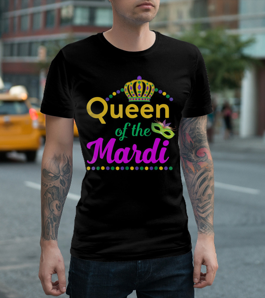 Queen of the Mardi Gras with Crown and Mask T-Shirt