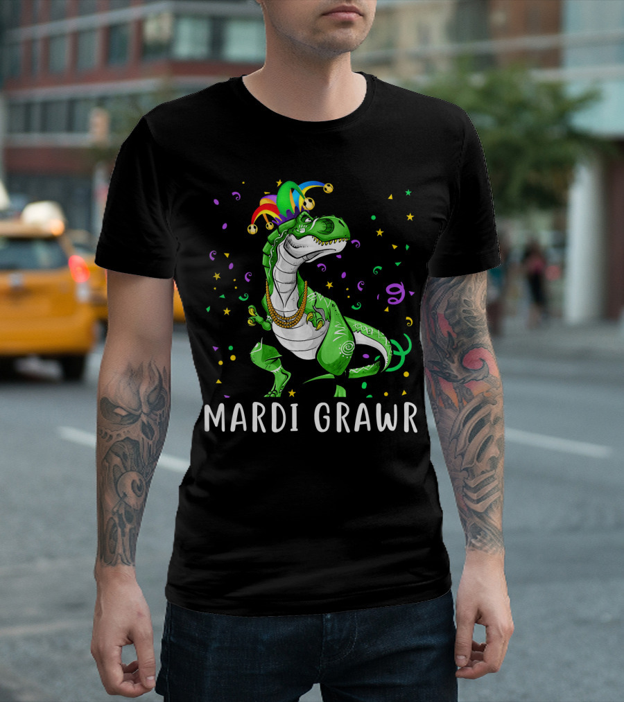 Mardi Grawr Rex Dinosaur Funny Mardi T-Shirt