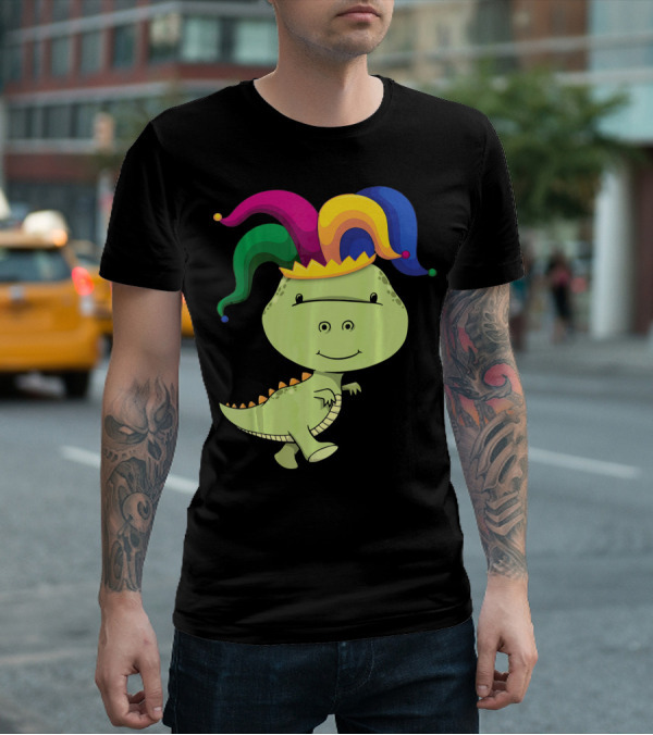 T Rex Dinosaur Jester Hat Mardi Gras T-Shirt