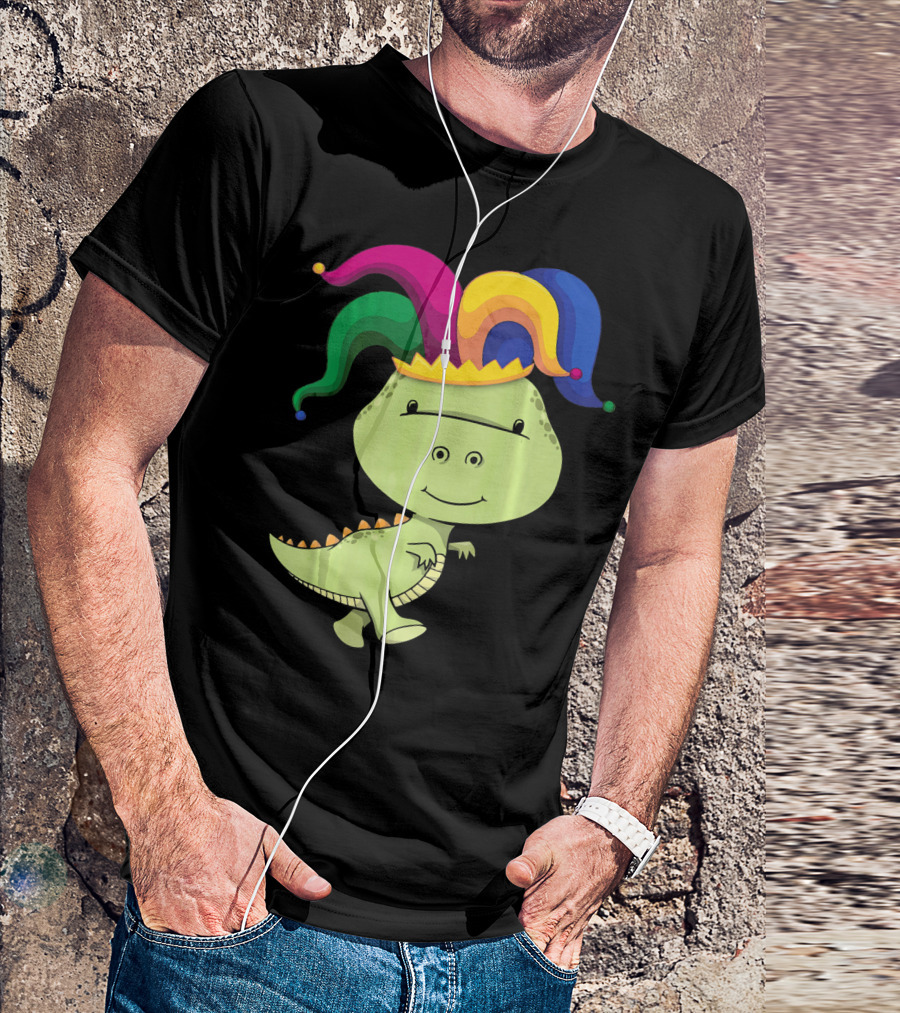 T Rex Dinosaur Jester Hat Mardi Gras T-Shirt