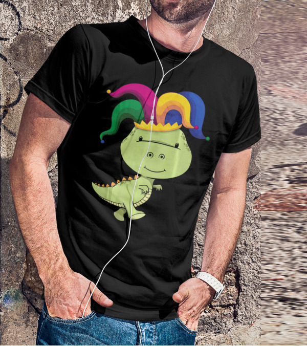 T Rex Dinosaur Jester Hat Mardi Gras T-Shirt