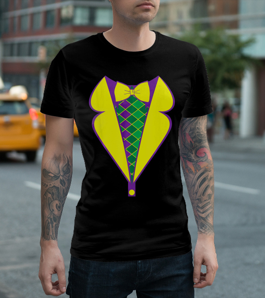 Mardi Gras Tuxedo Bow Tie Costume T-Shirt