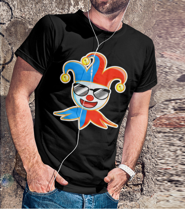 Joker Sunglasses Laughing Clown Jester Hat T-Shirt