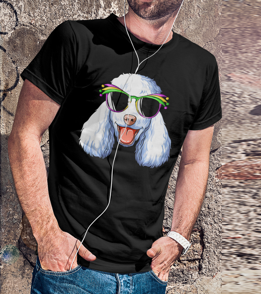 Poodle Mardi Gras Carnival Mask Sunglasses Happy Poodle T-Shirt