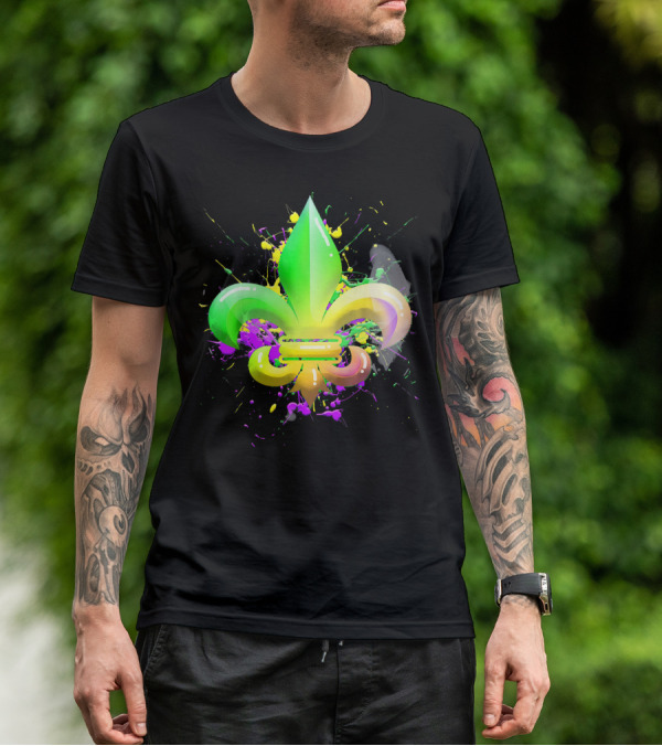 Mardi Gras Fleur De Lis Colorful Splash T-Shirt
