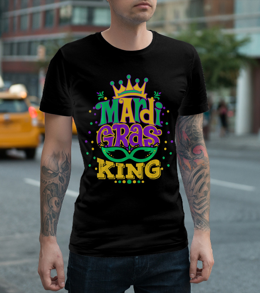 Mardi Gras King Crown Mask Confetti T-Shirt