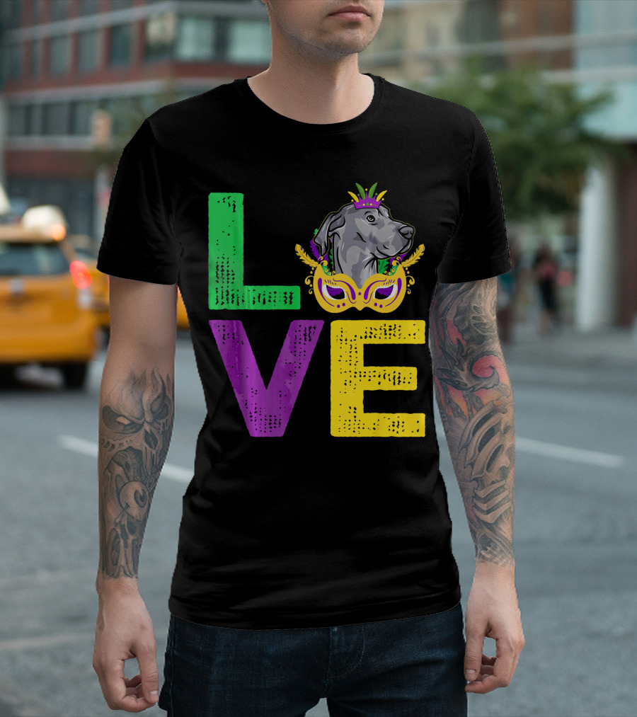 Love Cute Dane Dog Mardi Gras Dog Dad T-Shirt
