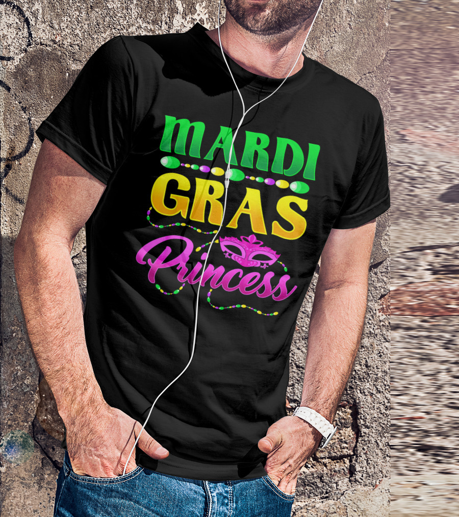 Mardi Gras Princess Cute Mask Beads T-Shirt