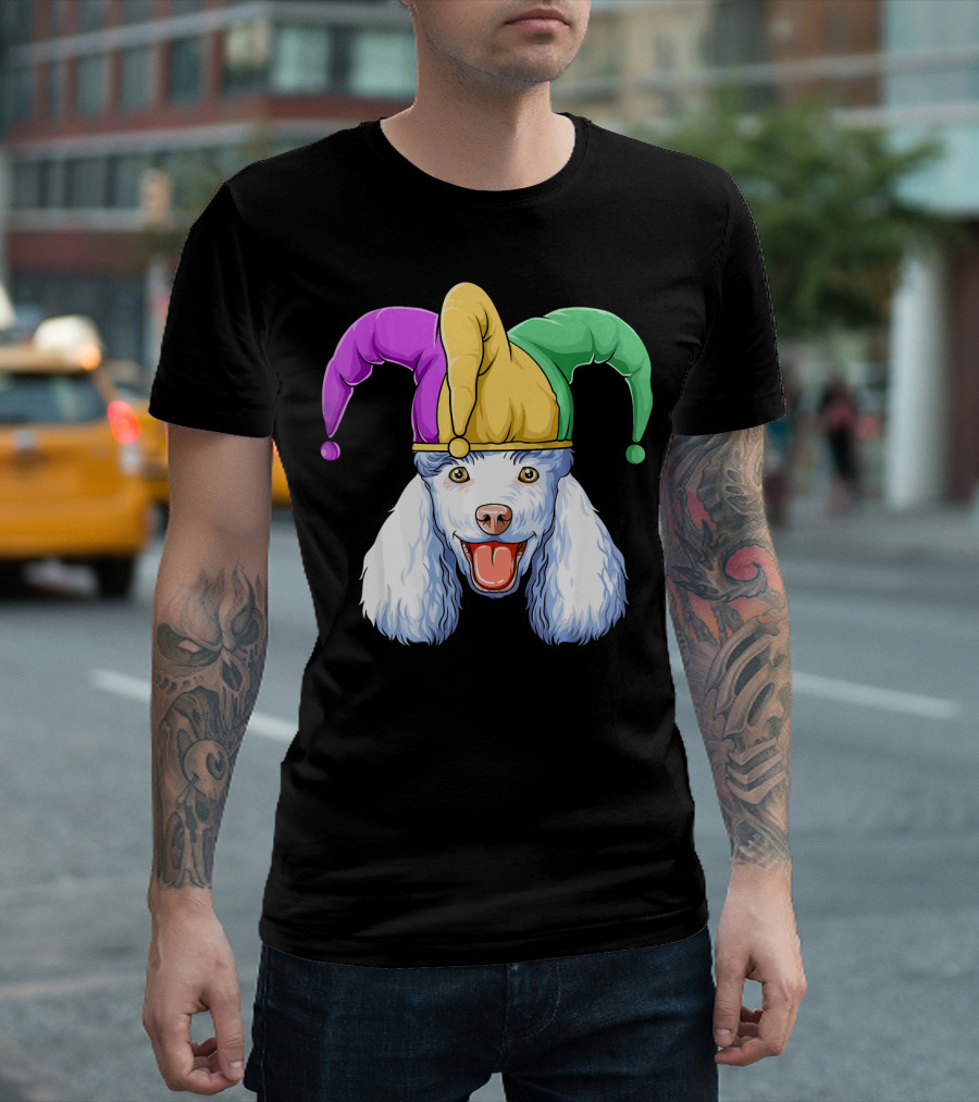 Mardi Gras Poodle Jester Hat Carnival Poodle T-Shirt
