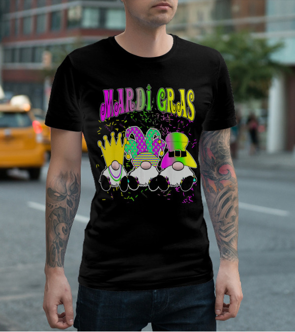 Mardi Gras Gnomes With Jester Hat And Crown T-Shirt