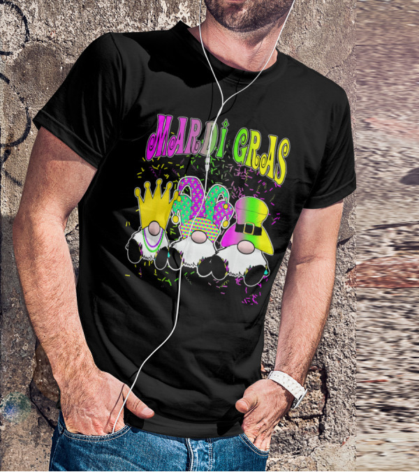 Mardi Gras Gnomes With Jester Hat And Crown T-Shirt