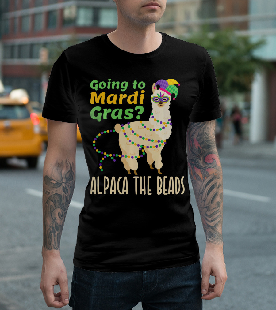 Going To Mardi Gras Alpaca The Beads T-Shirt