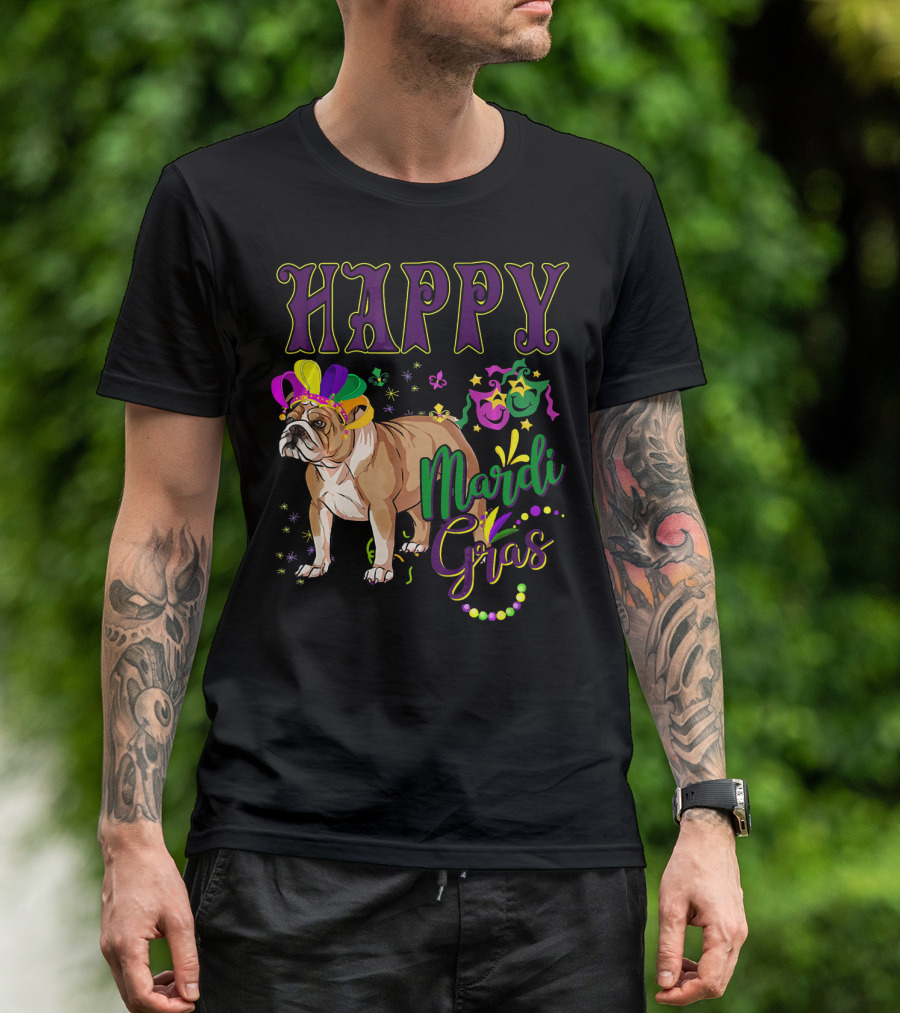 Happy Mardi Gras English Bulldog T-Shirt