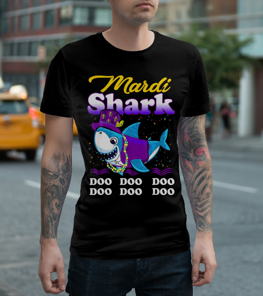 Mardi Shark Doo Doo Doo Doo Funny Mardi Gras T-Shirt