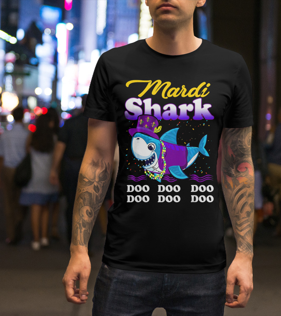 Mardi Shark Doo Doo Doo Doo Funny Mardi Gras T-Shirt